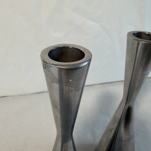Erika Pekkari IKEA Scandinavian Candle Holders Set 2 Metal Heavy Vintage - Picture 5 of 7